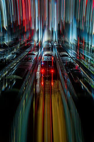 Night Train Station Lights Art Print by Yohei Kawashima