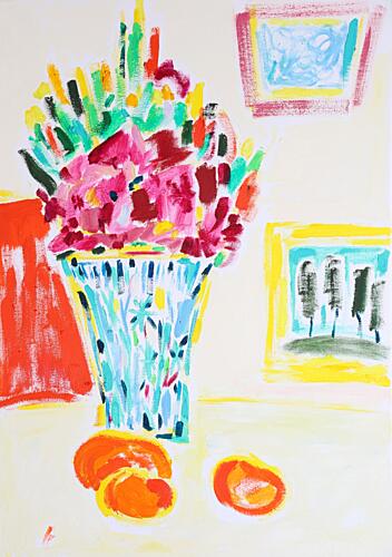 Vibrant Flowers and Fruit Art Print