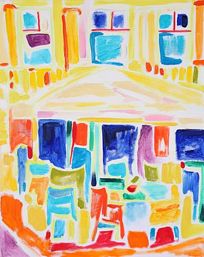 Colorful City Cafe Art Print by Tamara Jare
