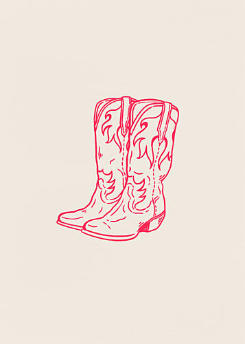 Pink Cowboy Boots Art Print