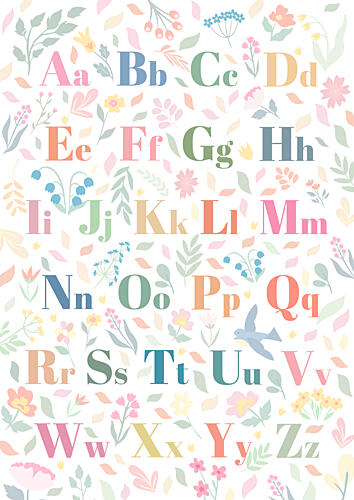 Pastel Floral Alphabet Art Print