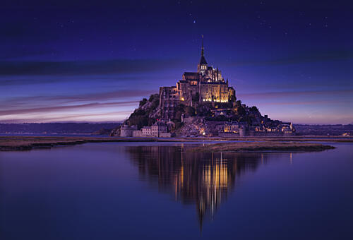 Magical Mont Saint Michel Night Art Print