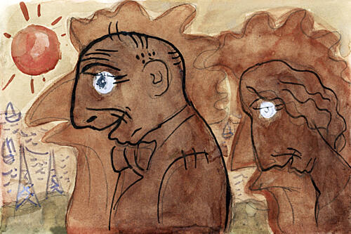 Caricature of Leo Gestel and His Wife Ca. 18911941 by Leo Gestel Art Print by Leo Gestel