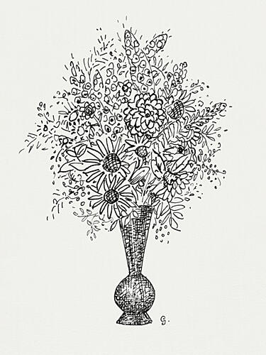 Flower Vase Ca. 18911941 Drawing in High Resolution by Leo Gestel. Art Print by Leo Gestel