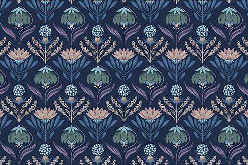 Ornate Midnight Blooms Art Print by Aia Ueno