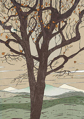 Quiet Autumn Tree Scene Art Print