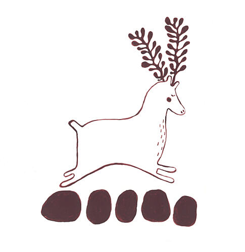 Folk Art Leaping Reindeer Art Print by Christina Heitmann