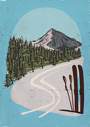 Winter Mountain Ski Adventure Art Print