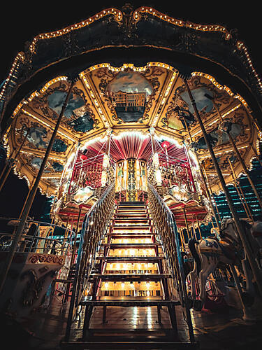 Magical Night Carousel Art Print by Babalson