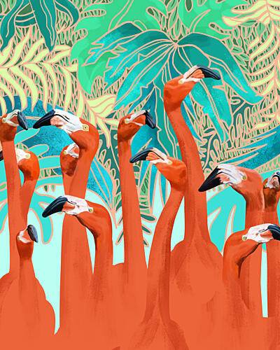 Exotic Flamingo Flock Art Print