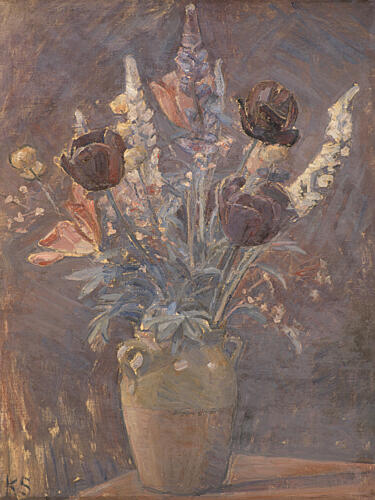 Clay Vase with Tulips and Other Flowers by Karl Schou Art Print by Karl Schou
