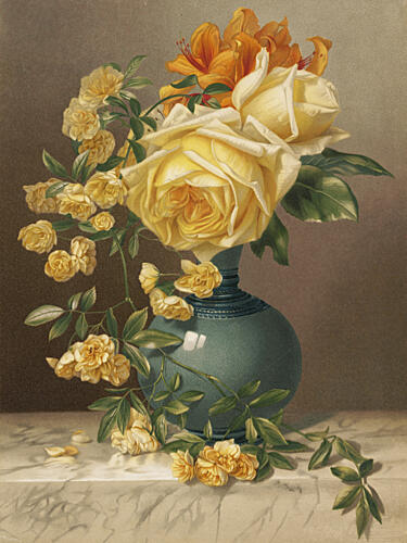 Marchal Niel Roses Art Print by William Duffield