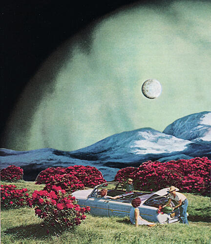 Vintage Car Cosmic Picnic Art Print