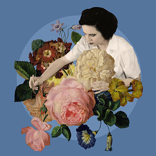 Woman and Vintage Blooms Art Print