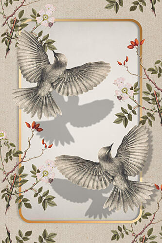 Vintage Botanical Birds Art Print