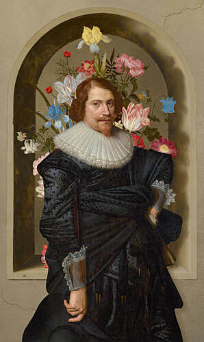 Gentleman in Ruff with Flowers Art Print