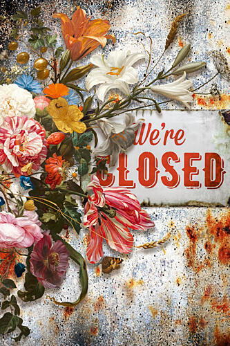 Floral Closed Sign Art Print