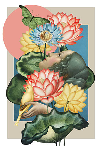 Dreaming Lotus Woman Art Print