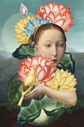 Serene Lotus Woman Art Print