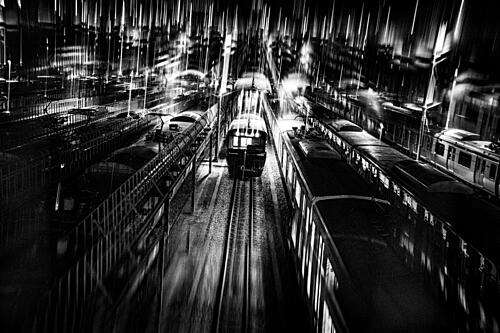 Dynamic Night Trains Art Print by Yohei Kawashima