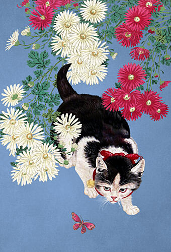 Curious Kitten Butterfly Art Print