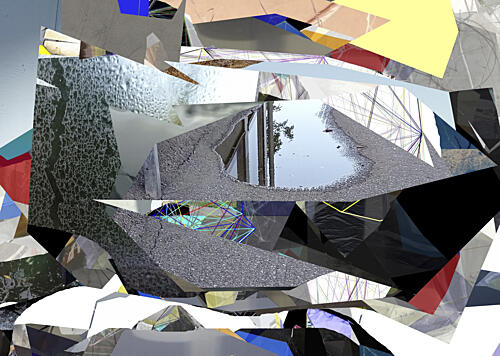 Fragmented Urban Reflection Art Print
