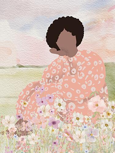 Woman in Wildflowers Art Print
