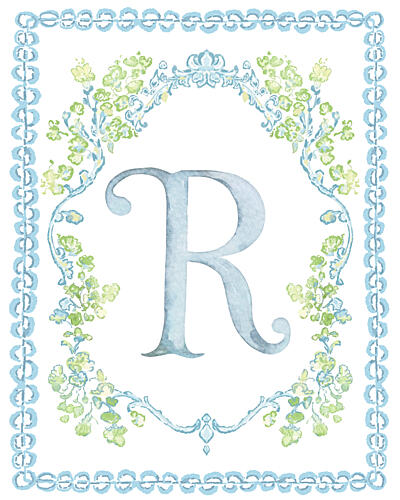 Elegant Watercolor R Monogram Art Print