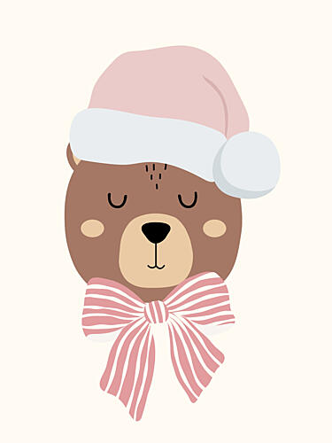 Baby Bear Pink Hat Art Print