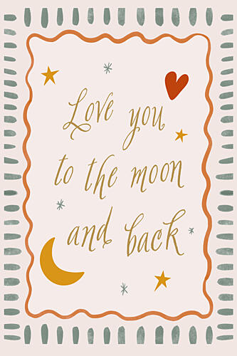 Loveyoutothemoonandback Gold Print