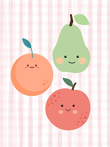 Cute Happy Fruits Art Print