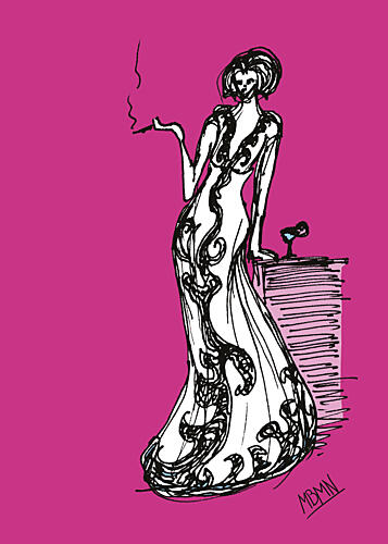 Sophisticated Woman Smoking Art Print by Ida Publishing