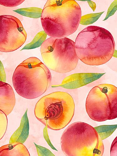 Pink Watercolor Peaches Art Print