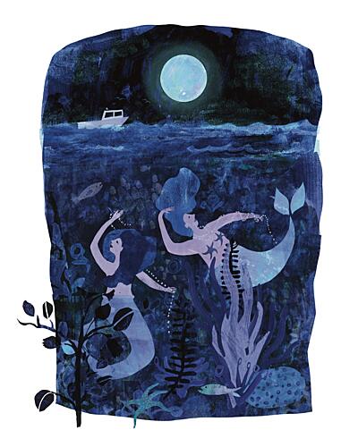 Moonlit Ocean Mermaids Art Print by Claire Hanley