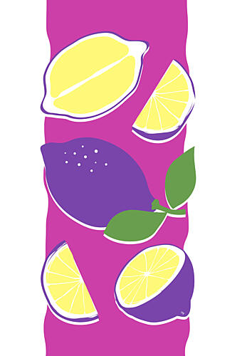 Purple and Yellow Lemons Art Print by Martina