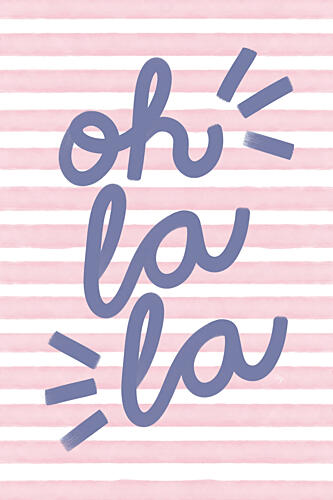 Pink Striped Oh la la Art Print by Martina