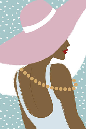 Elegant Woman in Pink Hat Art Print by Martina