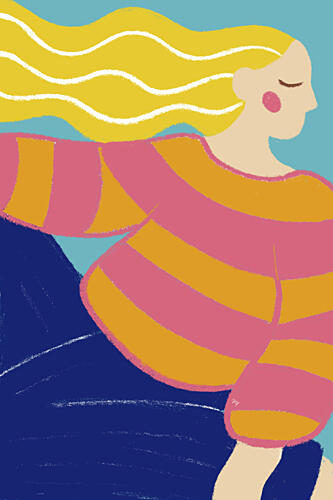 Blonde Woman Dreaming Art Print by Martina