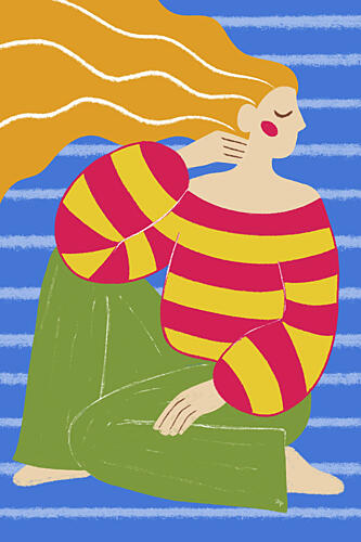 Calm Woman Sitting Art Print by Martina