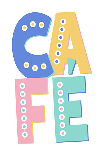 Colorful Cafe Word Art Print by Martina