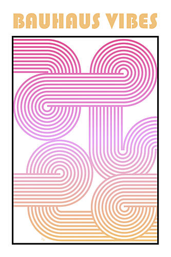 Bauhaus Retro Gradient Curves Art Print by Martina