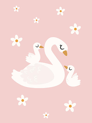 Sweet Swan Family Art Print