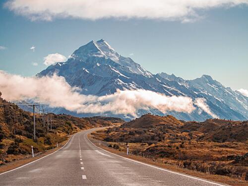 Majestic Mount Cook Road Gold Print