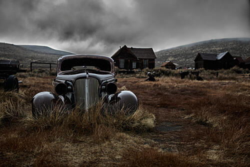 Weathered Ghost Town Car Art Print