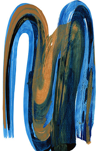 Dynamic Blue Gold Flow Gold Print