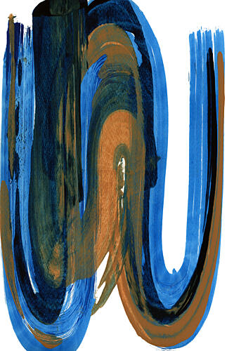 Abstract Blues and Orange Art Print by Cartissi