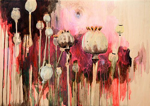 Abstract Dripping Poppies Pop art reproduction