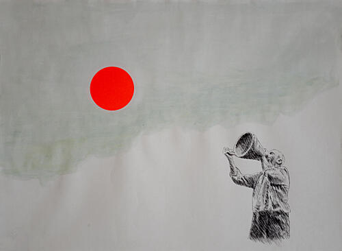 Lone Voice Red Circle Art Print by David Diehl