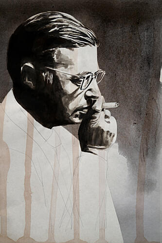 Thoughtful Smoker Portrait Art Print by David Diehl