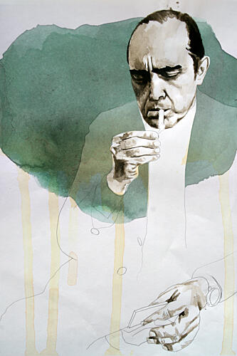 Pensive Man Smoking Art Print by David Diehl